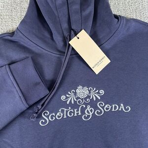 NWT Scotch & Soda Men's Medium Purple French Terry Fleece Logo Hoodie Sweatshirt